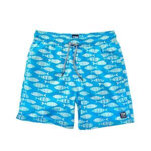 Tom & Teddy Mens  Fish Swim Trunk, Blue